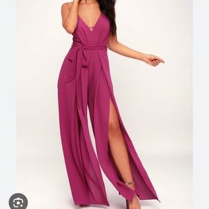 Lulus Hype Dream Magenta Backless Wide-leg Jumpsuit